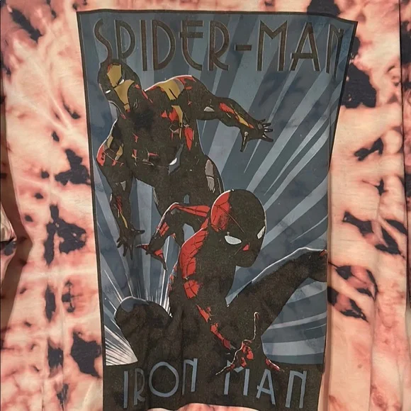 Spider-Man and Iron Man Acid Wash T-Shirt Men’s XXL - Picture 4 of 10